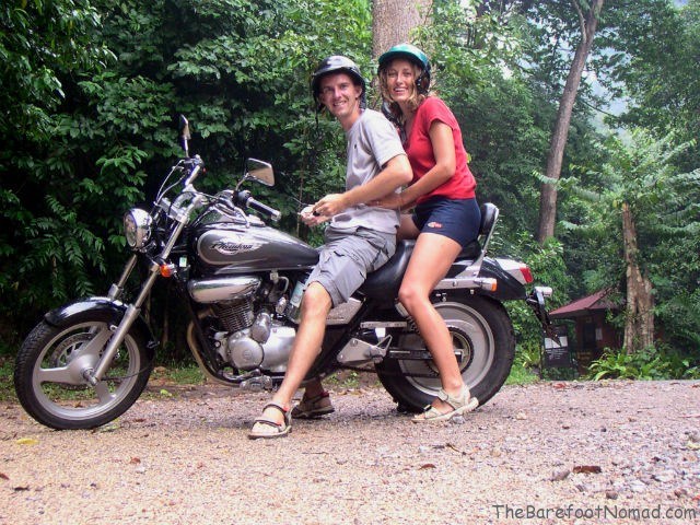 Micki and Charles on Motorbike in Thailand