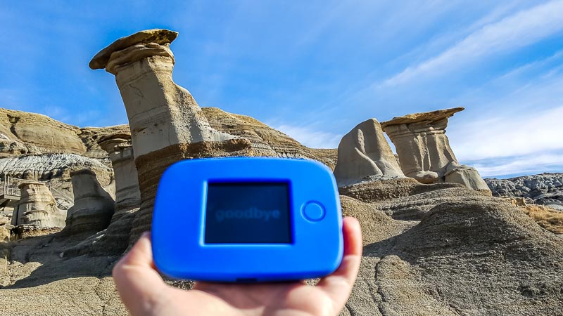 Staying connected with the Tep at the hoodoos in Drumheller Alberta
