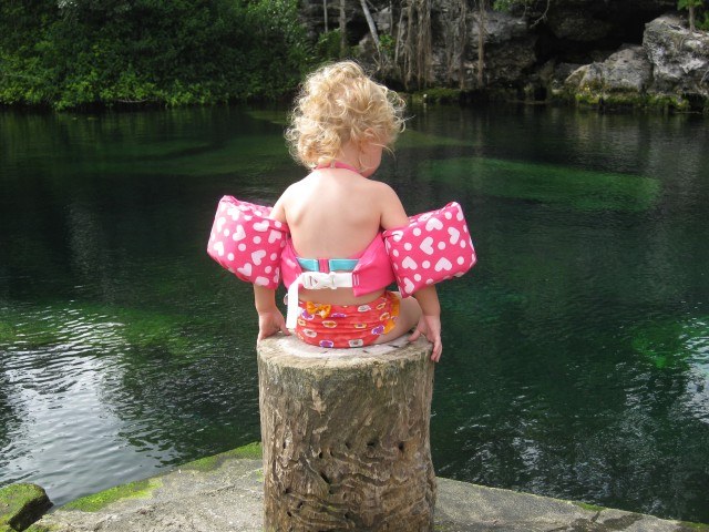 Contemplating a Plunge in Cenote Crystalline, Playa del Carmen