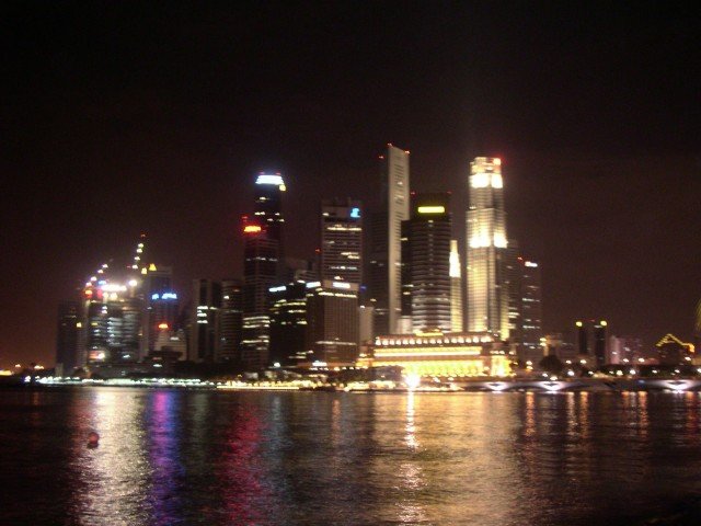 Downtown and Marina Bay at night, Singapore