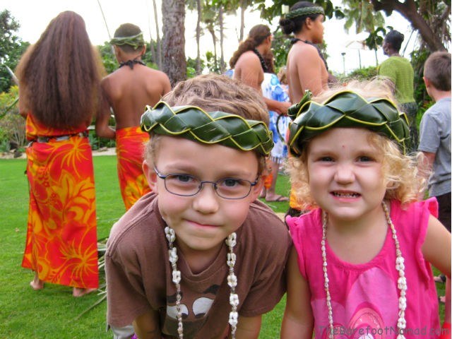 Happy at the Hale Koa Luau in Oahu