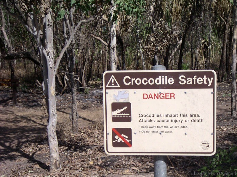 Señal de seguridad de cocodrilo Adelaide River