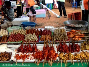 Meat On A Stick Street Market Krabi Thailand
