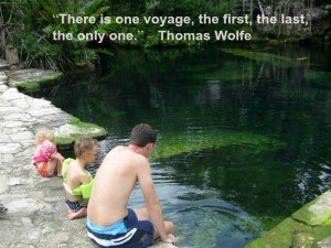 Wolfe Dangling Toes in Cenote Travel Quote Inspiration