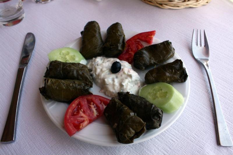 Dolmades and Greek yogurt