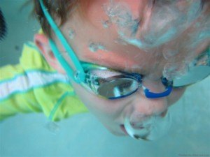 Underwater Pool Bubbles Canon D20 Waterproof Camera Sample Photo