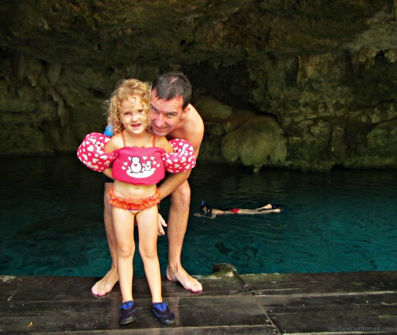 Charles and Jordan Cenote Dos Ojos Mexico on Platform Entrance