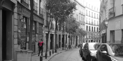 piggyback on the streets of Madrid