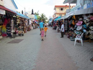 Barefoot Nomads walking on pedstrian street in Isla Mujeres