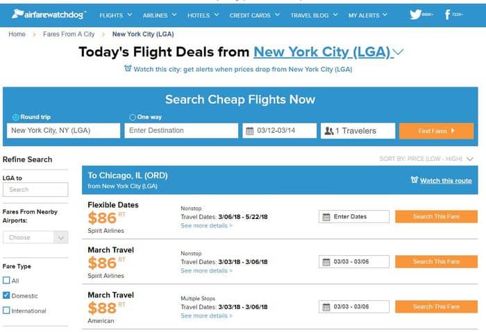 Airfare Watchdog cheap flight search 2018