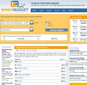 Search from New York to anywhere on Whichbudget.com