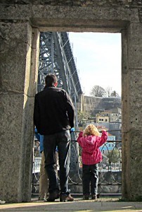 Overlooking the Dom Luis Bridge and the Douro River, Porto, Portugal