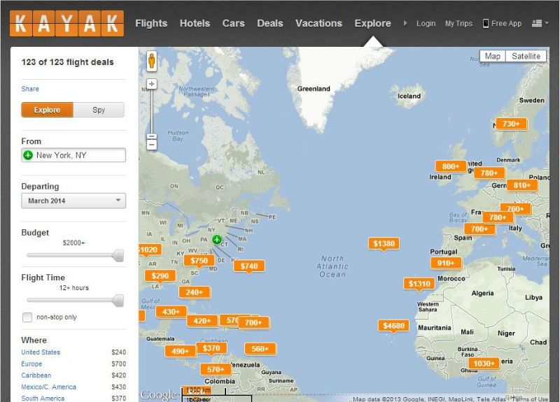 Kayak Fare Chart