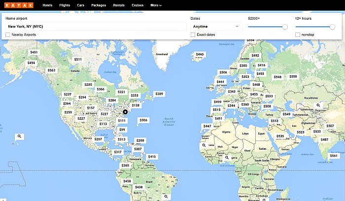 Kayak flights to anywhere screenshot 2017