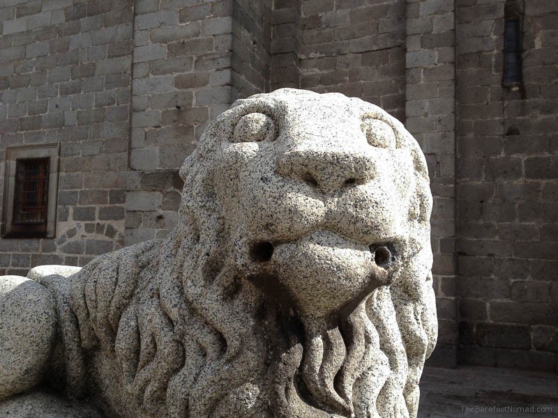 A Lion of the Cathedral of Avila, Spain A Stone Lion in front of the Cathedral of Avila, Spain