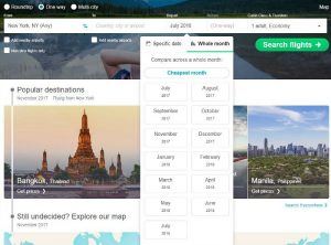 Skyscanner monthly search