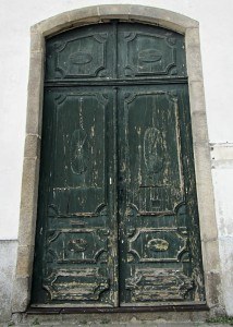 Weathered door in Central Porto Oporto Portugal