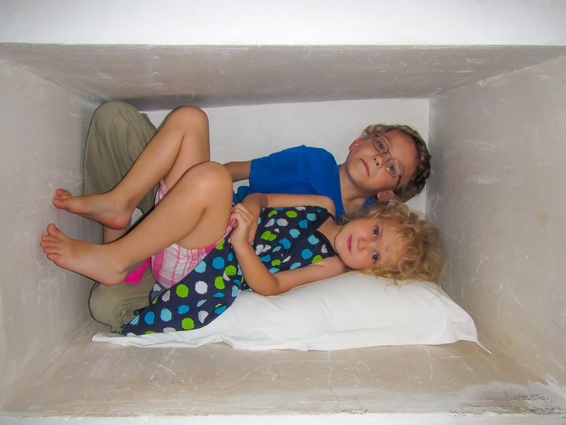 Kids having fun in a cubby at Riad Ourika Morocco Marrakech