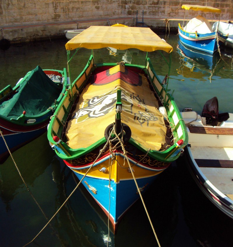 One of Bugibba's colorful boats. Photo by Andrew3000