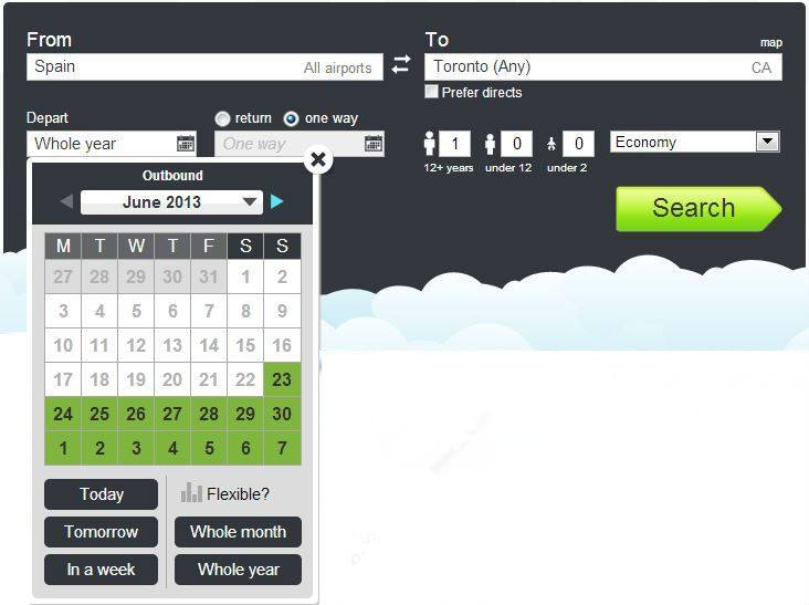 Skyscanner search with a Country departure 