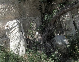 Statue abandoned by the trees Kos Castle Greece