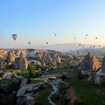 Fairy chimneys from a hot air balloon in Goreme Turkey