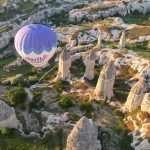 Butterfly Balloon from above Goreme Turkey Cappadocia