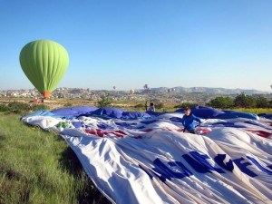 Cole walking on deflated balloon Butterfly Balloons Goreme