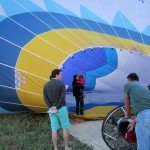 Daddy and Jordan inside balloon before lifiting off