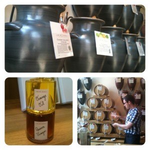 Picture of jugs of oils at Crescendo