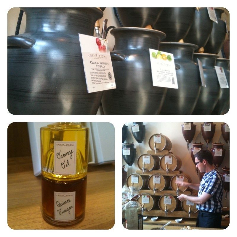 Picture of jugs of oils at Crescendo
