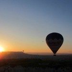 Hot air balloon at sunrise in Cappadocia