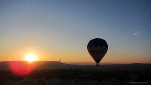 Hot air balloon at sunrise in Cappadocia