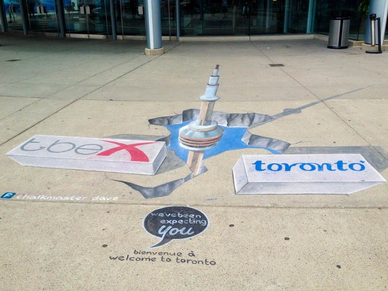 TBEX Toronto picture in Chalk on sidewalk