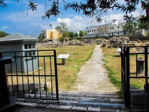 Unattended main entrance to the Kos Agora Greece