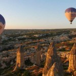 Butterfly Balloons above the fairy chimneys Goreme Turkey Cappadocia