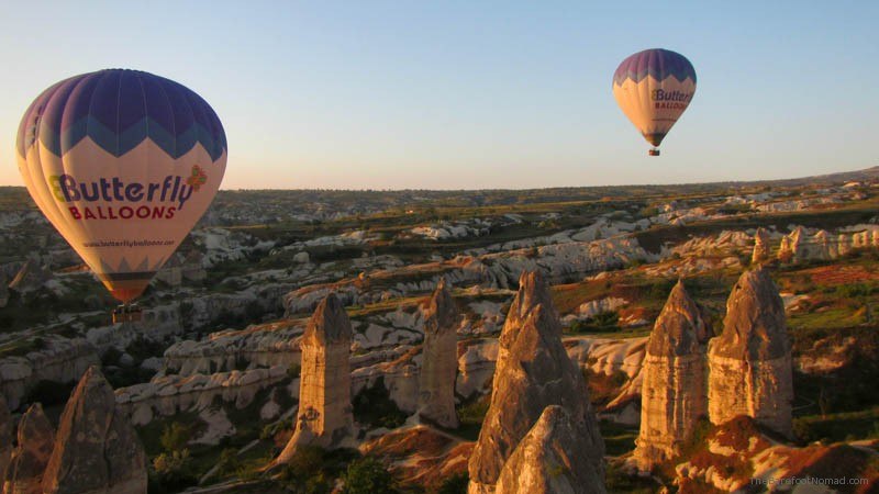 Butterfly Balloons above the fairy chimneys Goreme Turkey Cappadocia