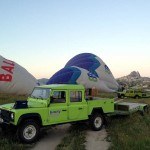 Balloons behind the truck and trailer