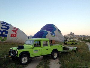 Balloons behind the truck and trailer