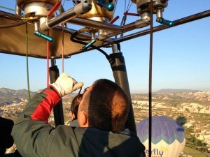 Mustafa from Butterfly Balloons working burners hot air balloon Goreme