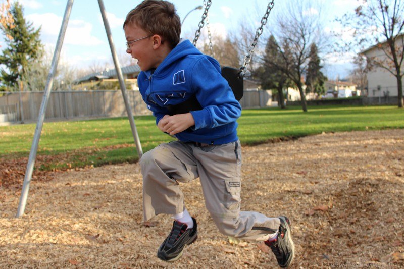 Playing on the swings
