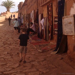 Our little man walking the streets of Ait Benhaddou Kasbah, Morocco