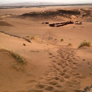 The long walk back to camp Sahara Morocco