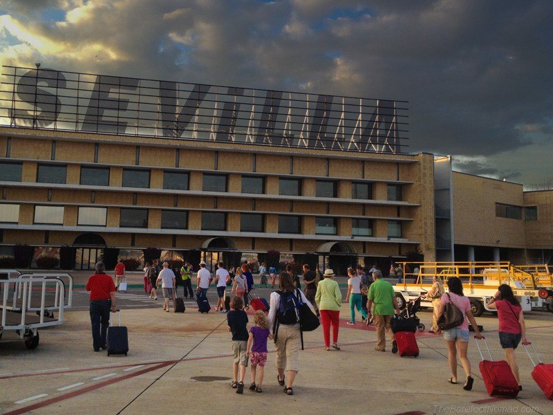 Walking into the Seville airport