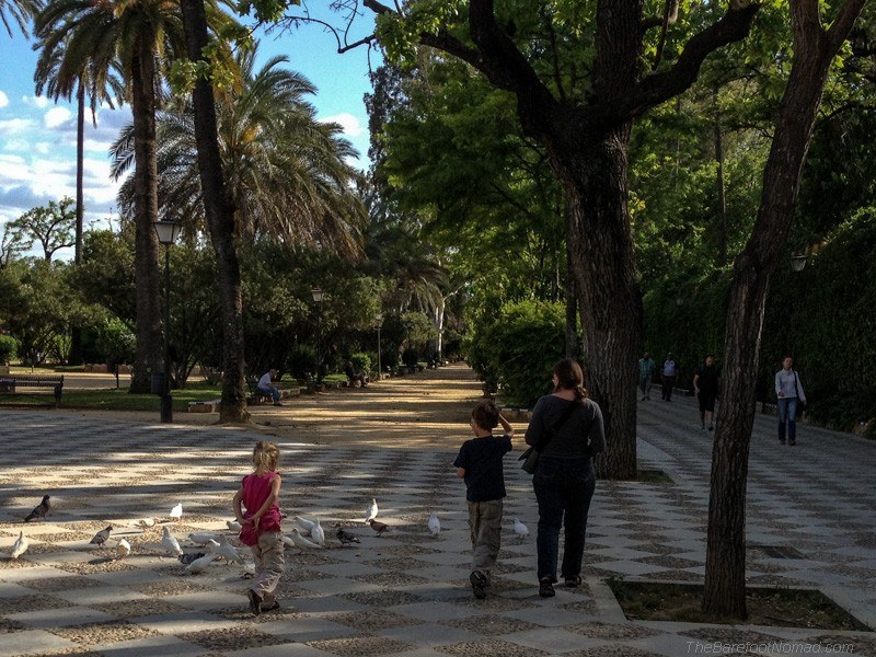 Walking through the gardens of Paseo Catalina de Ribera