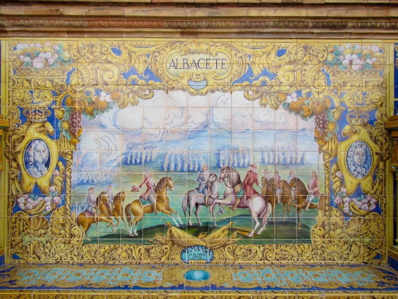 Detailed tiles at the Plaza de Espana