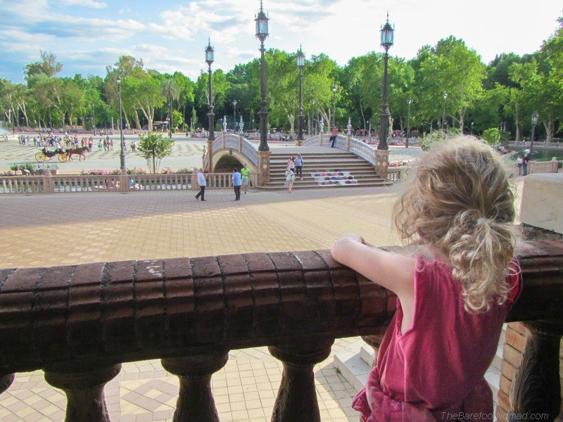 Overlooking the courtyard at the Plaza de Espana