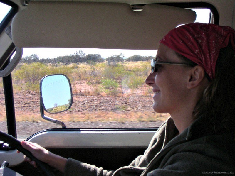 Micki Driving Our Van in Australia