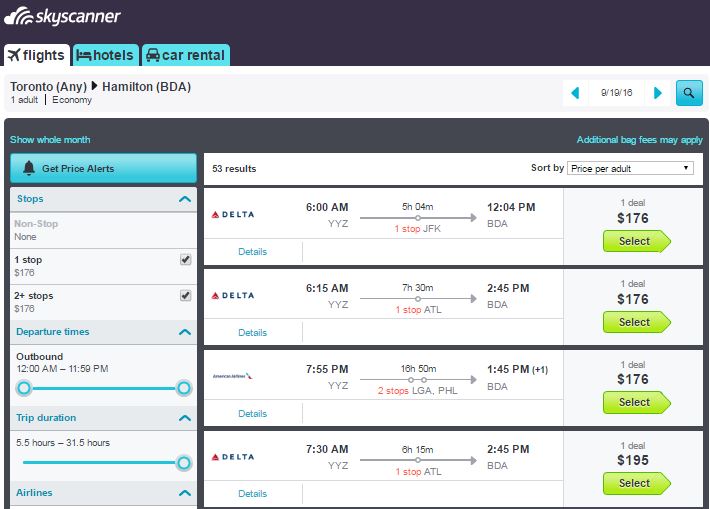 Toronto to Hamilton Bermuda September 2016 175 Flights