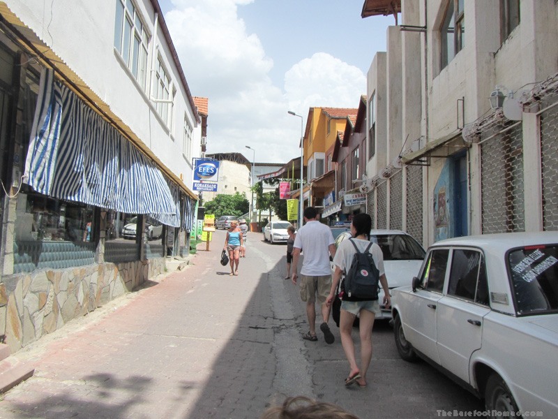 Walking down the main street in Pamukalle Town Turkey